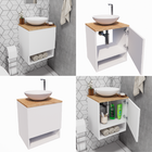 Conjunto Completo Banheiro Gabinete 40cm Madeira Cuba Espelho