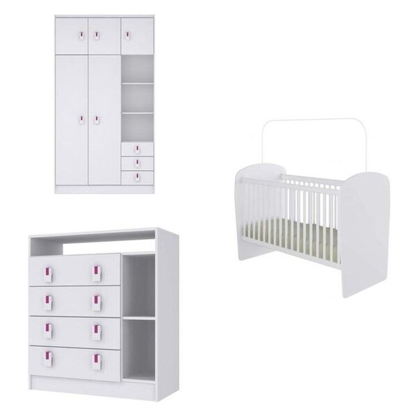 Conjunto Completo Com Berço, Cômoda E Guarda-roupa Suspiro Br