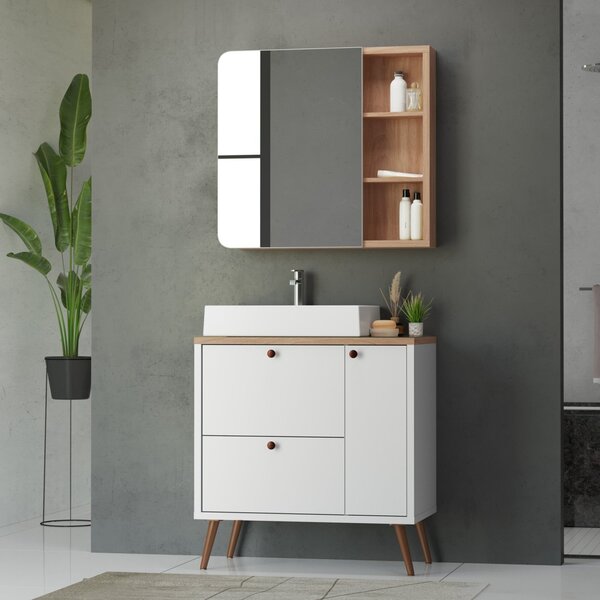 Conjunto Completo De Banheiro Mdf Com Armário E Gabinete Com Pés Com ...
