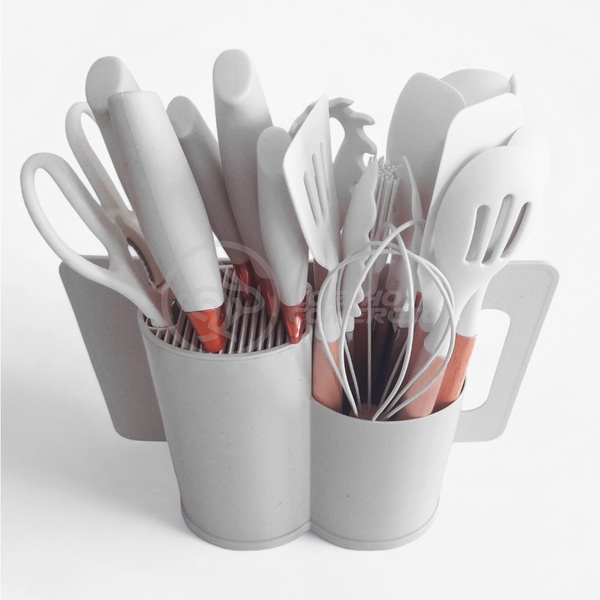 Conjunto Completo De Cozinha Branco Com 19 Utensílios Em Sili