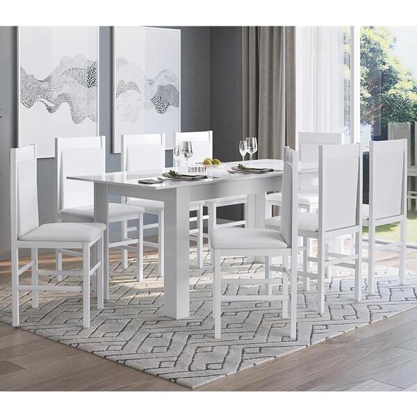 Conjunto Completo Jantar Cozinha Mesa Elástica 8 Cadeiras - B