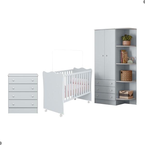 Conjunto Completo Quarto Infantil India Cinza Acetinado