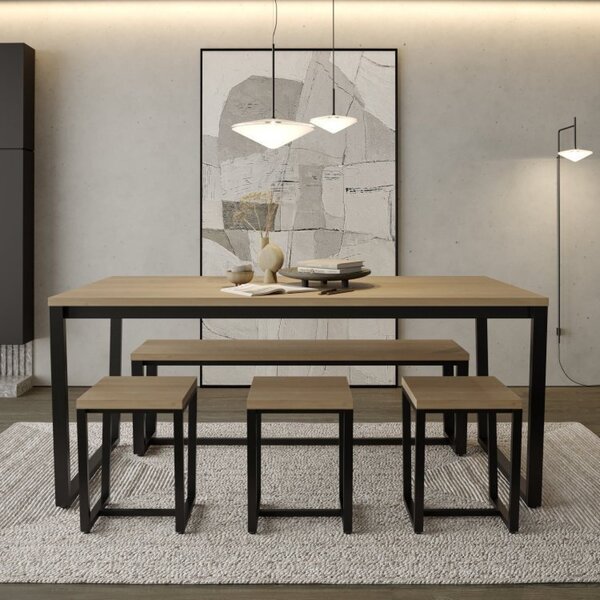 Conjunto Concept Mesa 180x90cm 1 Banco 3 Lugares 150cm E 3 Ba