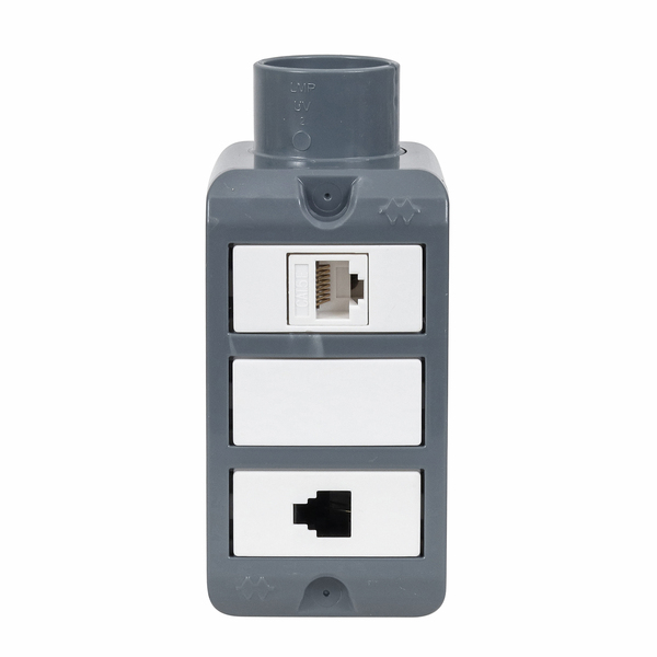 Conjunto Condulete 3/4" 1 RJ45 + 1 RJ11 PVC Wetzel