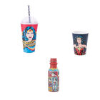 Conjunto Copo Shake  Garrafa Retro E Copo - Mulher Maravilha