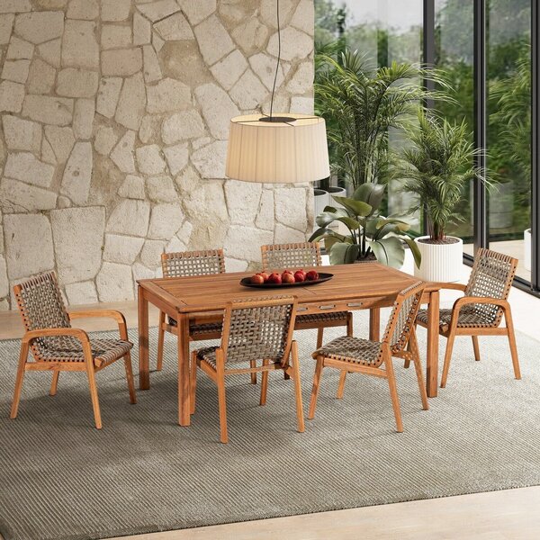 Conjunto Corda 6 Cadeira 1 Mesa 180cm - Varanda Coberta/área