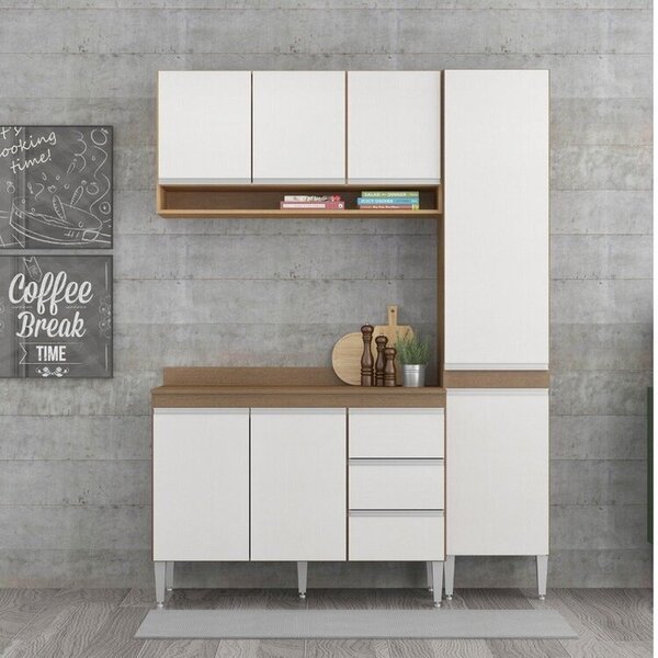 Conjunto Cozinha 3 Peças Sabrina Branco/avelã