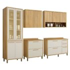 Conjunto Cozinha Completa Armário Paneleiro 4 Portas Com Vidr