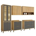 Conjunto Cozinha Completa Armário Paneleiro 4 Portas Com Vidr