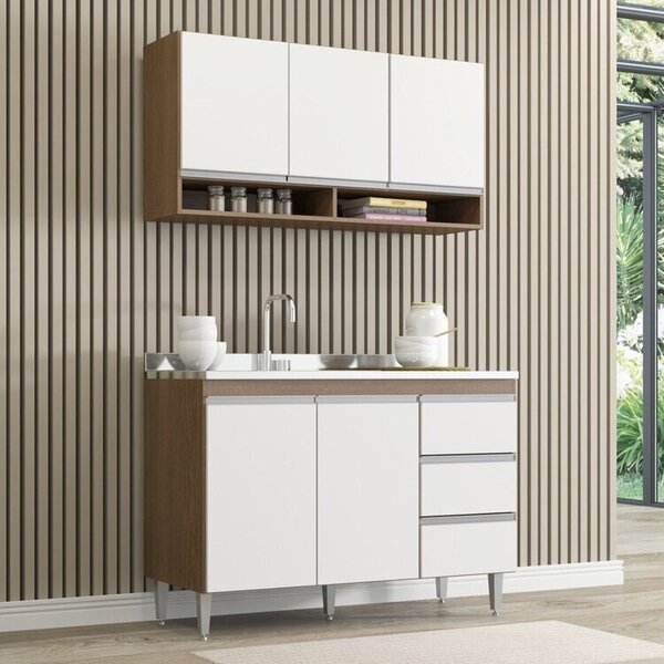 Conjunto Cozinha Modulada 2 Peças Sabrina Branca/avelã
