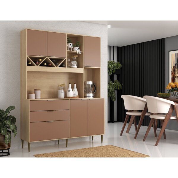 Conjunto Cozinha Sabrina 5 Portas 2 Gavetas Carvalho/terracota