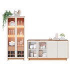 Conjunto Cristaleira 2 Portas De Vidro Guanabara Com Led E Bu