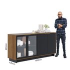 Conjunto Cristaleira 2 Portas De Vidro Guanabara Com Led E Bu