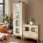 Conjunto Cristaleira Alta E Balcão Rústico Branco Garapa D120