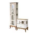 Conjunto Cristaleira Alta E Balcão Rústico Branco Garapa D120