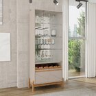 Conjunto Cristaleira Bari Com Aparador 2 Gavetas E Mesinha De