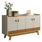 Conjunto Cristaleira E Aparador Ripado Ohio Nature Off-white