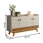 Conjunto Cristaleira E Aparador Ripado Ohio Nature Off-white