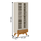 Conjunto Cristaleira E Aparador Ripado Ohio Nature Off-white