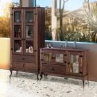 Conjunto Cristaleira E Balcão Com Portas De Vidro Imbuia