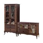 Conjunto Cristaleira E Balcão Com Portas De Vidro Imbuia