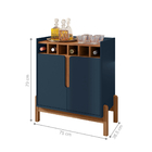 Conjunto Cristaleira E Bar Cosmic  Azul Cobalto Cedro