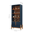 Conjunto Cristaleira E Bar Cosmic  Azul Cobalto Cedro