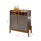 Conjunto Cristaleira E Bar Cosmic Cinza Perola Cedro