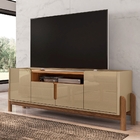 Conjunto Cristaleira E Rack Melk Champagne Cedro