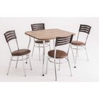 Conjunto Cromado Mesa Quadrada Com Tampo E 4 Cadeiras Com Ass