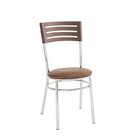 Conjunto Cromado Mesa Retangular 4101 Tampo Madeirado Com 4 C