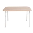 Conjunto Cromado Mesa Retangular 4101 Tampo Madeirado Com 4 C