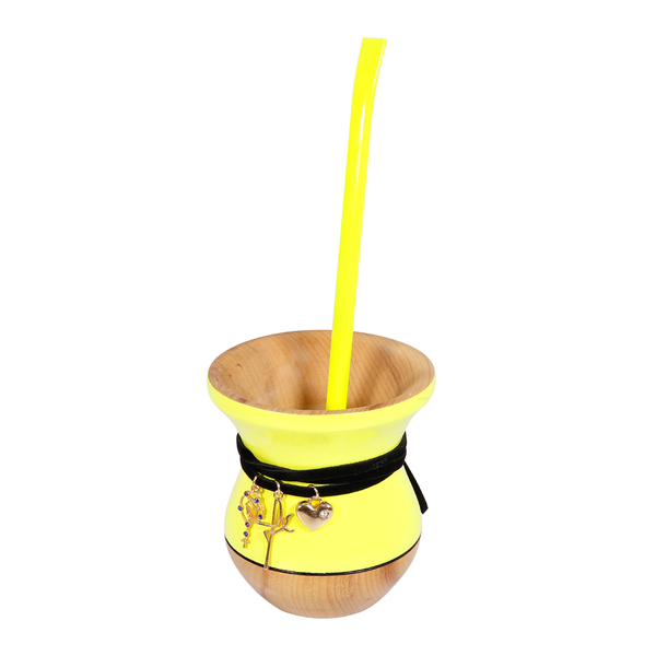 Conjunto Cuia Verde Neon E Bomba Aço Inox Verde Neon Para Chi