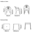 Conjunto De 1 Mesa Tambaú Com 4 Cadeiras Iguape Plástico Poli