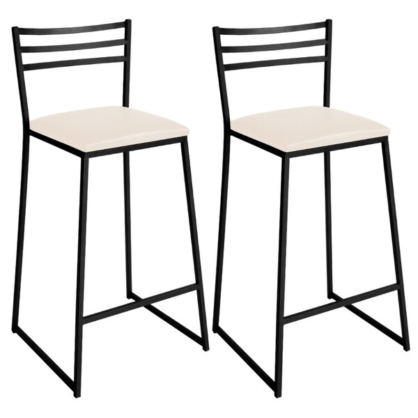 Conjunto De 2 Banquetas Alta Lisboa De Aço De Carbono