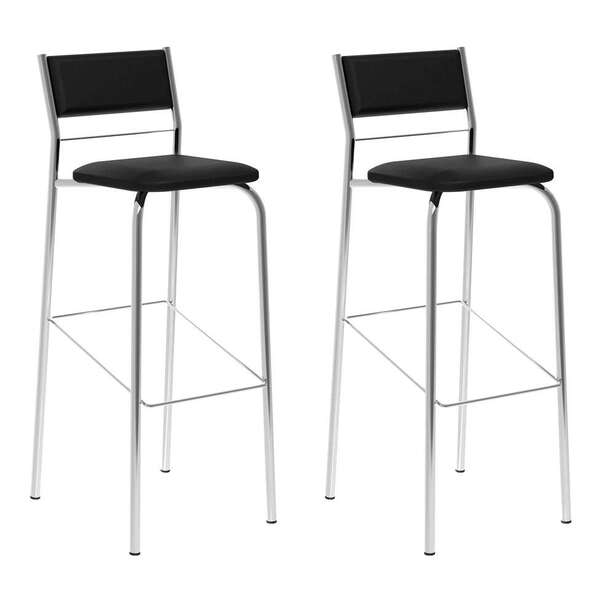 Conjunto De 2 Banquetas Cromado Napa 1743- Carraro - Preto