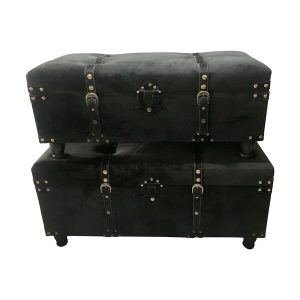 Conjunto De 2 Baús L Hermitage Soft Em Madeira E Veludo