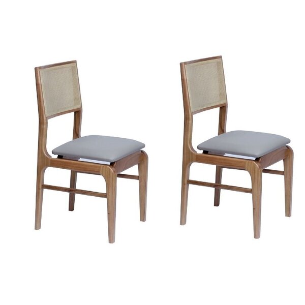 Conjunto De 2 Cadeira Em Madeira Maciça E Encosto Em Tela Viv