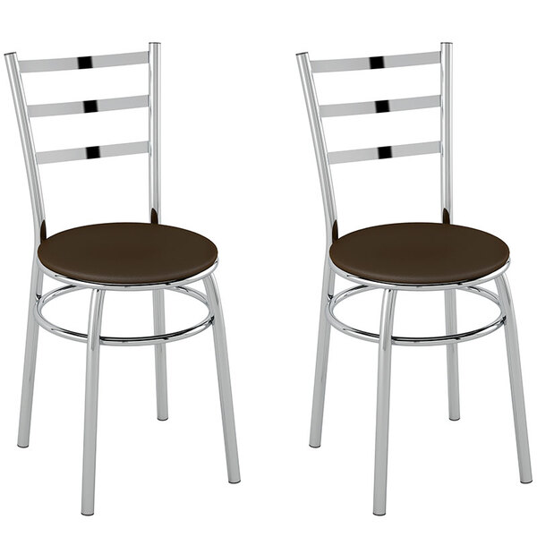 Conjunto De 2 Cadeiras Cromada Vinil Pc17-pozza - Cacau