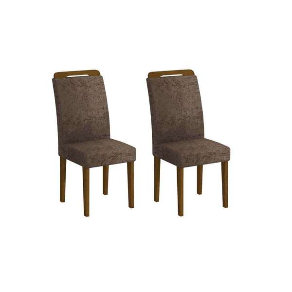 Conjunto De 2 Cadeiras De Jantar Athenas Imbuia Suede Amassad