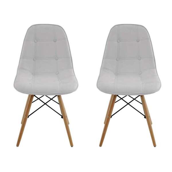 Conjunto De 2 Cadeiras Eiffel Estofada Branca