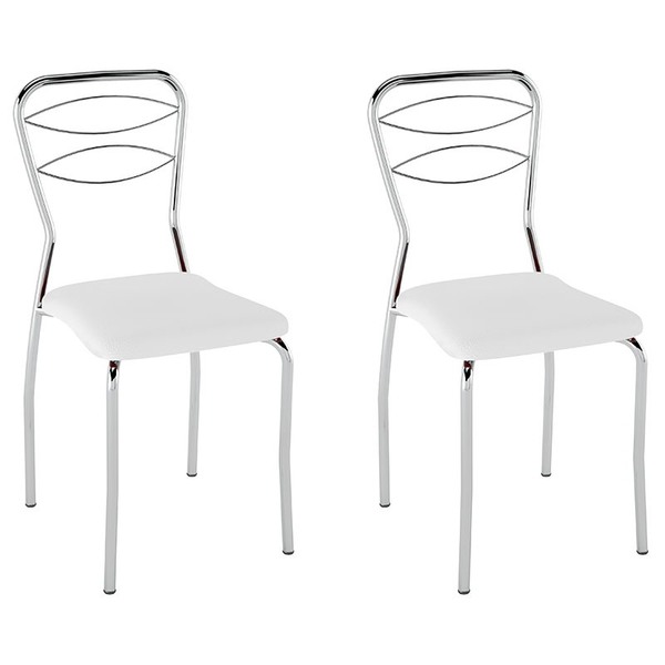 Conjunto De 2 Cadeiras Vinil Pc11  - Pozza - Branco