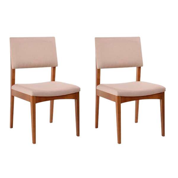 Conjunto De 2 Cadeirasde Jantar Kindon Ii Estofada Castanho E