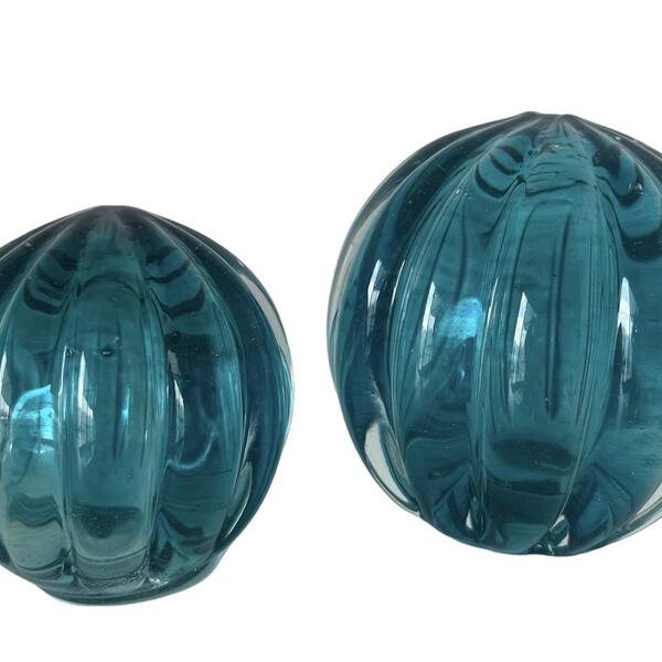 Conjunto De 2 Esferas Murano Azuis Tamanhos P E M