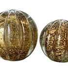 Conjunto De 2 Esferas Murano Marrons Com Dourado (tamanhos P
