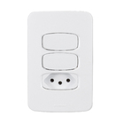 Conjunto de 2 Interruptores Simples com Tomada 10A 4X2 Branco Gracia
