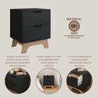 Conjunto De 2 Mesas De Cabeceira 100% Mdf Alice Preto/ Freijó