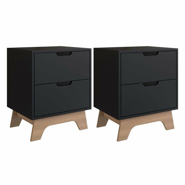 Conjunto De 2 Mesas De Cabeceira 100% Mdf Alice Preto/ Freijó