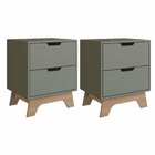 Conjunto De 2 Mesas De Cabeceira 100% Mdf Alice Verti/freijó