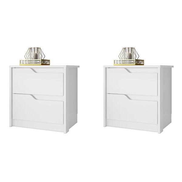 Conjunto De 2 Mesas De Cabeceira Doble Com 2 Gavetas